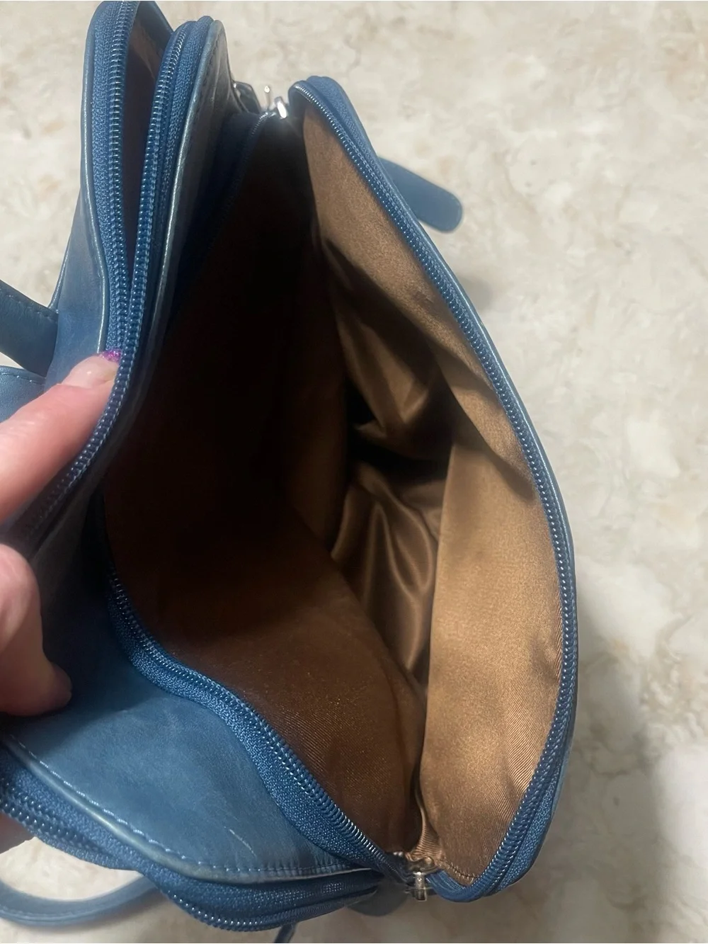 ili Peacock Blue Leather Backpack